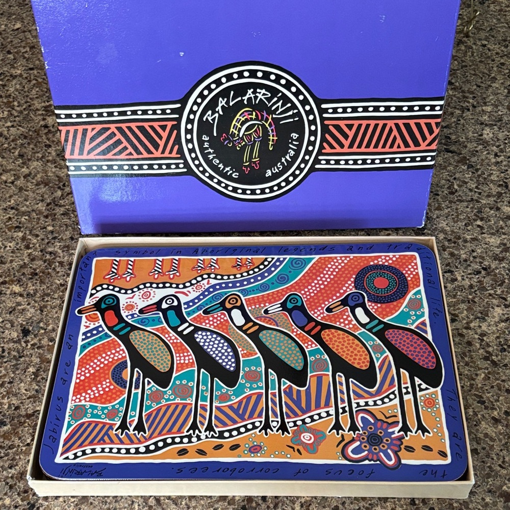 Balarinji Authentic Australia Totem Dreaming Placemats Set X 6 Vintage